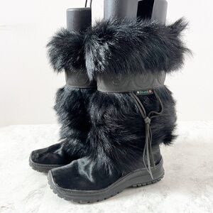 Pajar Vintage Canada Apres Ski Black Goat Fur Winter Boots EUR 38 / 7 Tribal